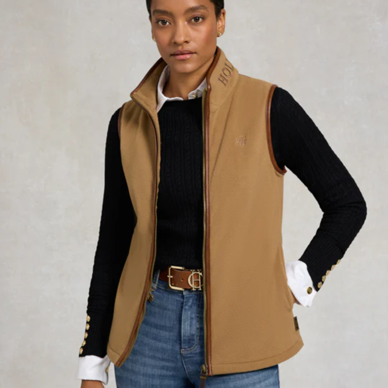 Holland Cooper Country Fleece Gilet - Coffee-8