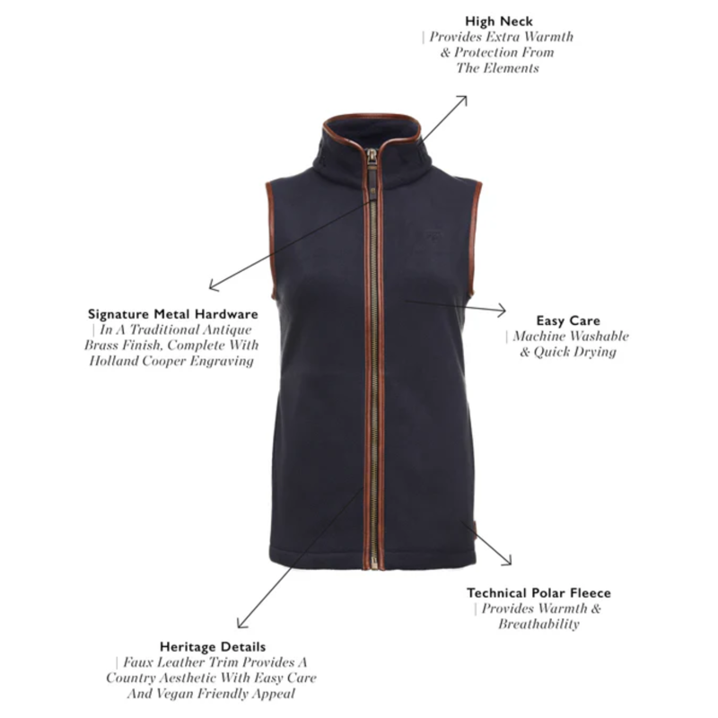 Holland Cooper Country Fleece Gilet - Ink Navy-3