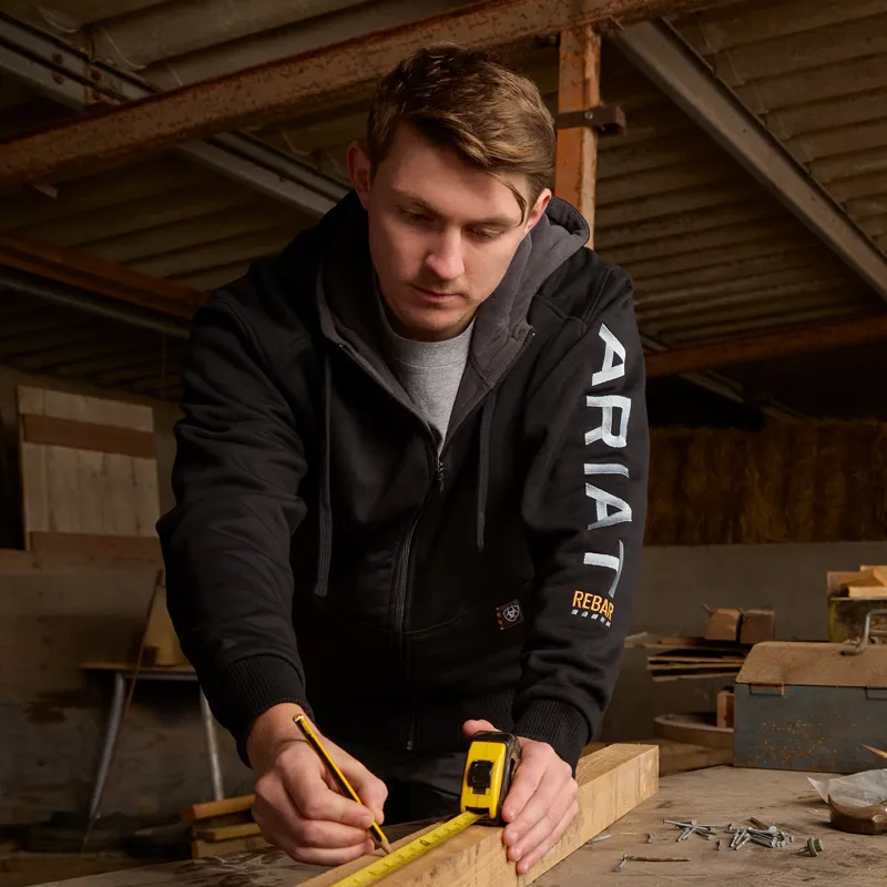 Ariat Mens Rebar All Weather Full Zip Hoodie - Black-3