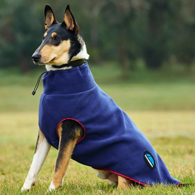 WeatherBeeta ComFiTec Fleece Zip Dog Coat - Navy/Burgundy-1