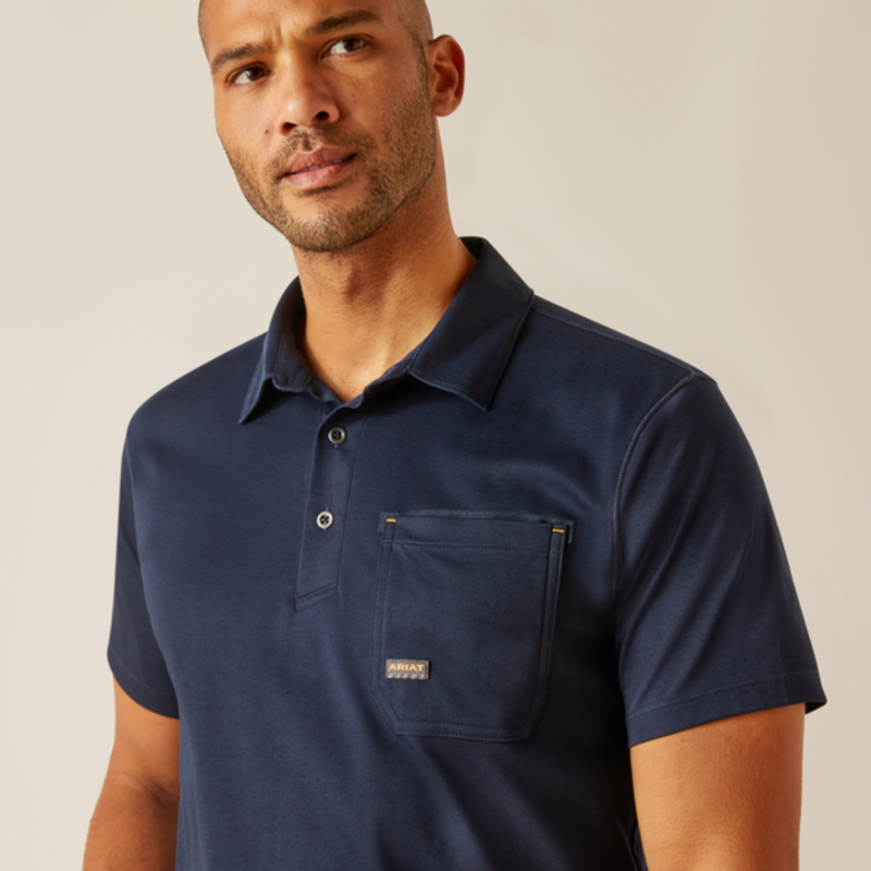 Ariat Mens Short Sleeve Foreman Polo - Navy-1