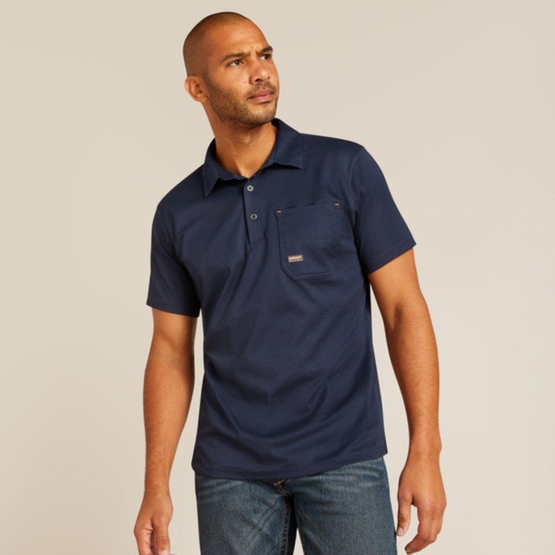 Ariat Mens Short Sleeve Foreman Polo - Navy