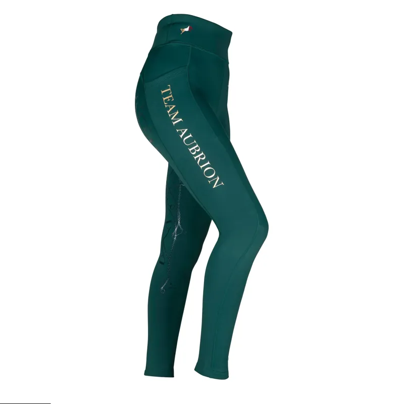 Aubrion Team Winter Riding Tights - Green-1
