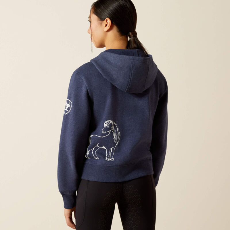 Ariat Girls Spiffy Full Zip Sweatshirt - Navy Heather-1