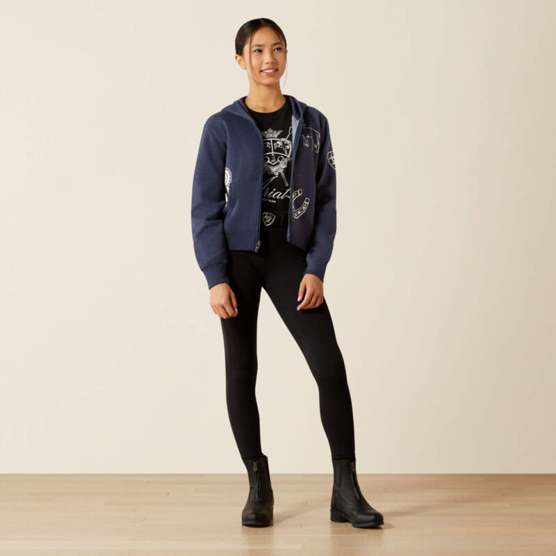 Ariat Girls Spiffy Full Zip Sweatshirt - Navy Heather-2