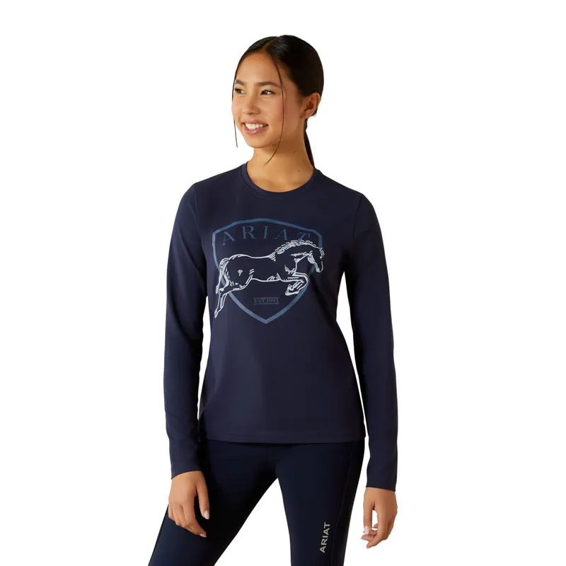 Ariat Girls Liberty Jump Long Sleeve T-Shirt - Navy