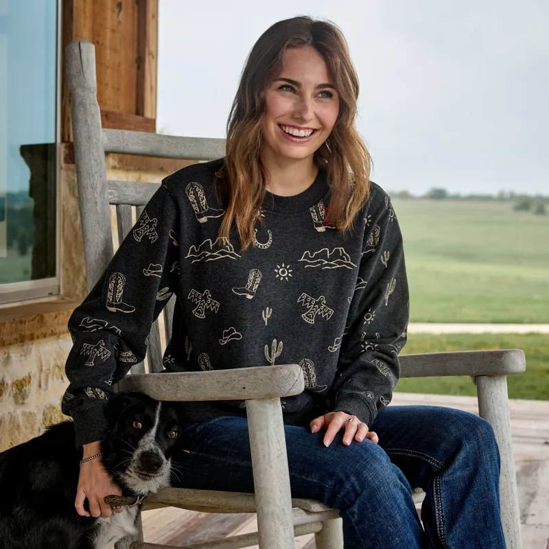 Ariat Ladies Essential Crew Sweatshirt - Black Heather-4