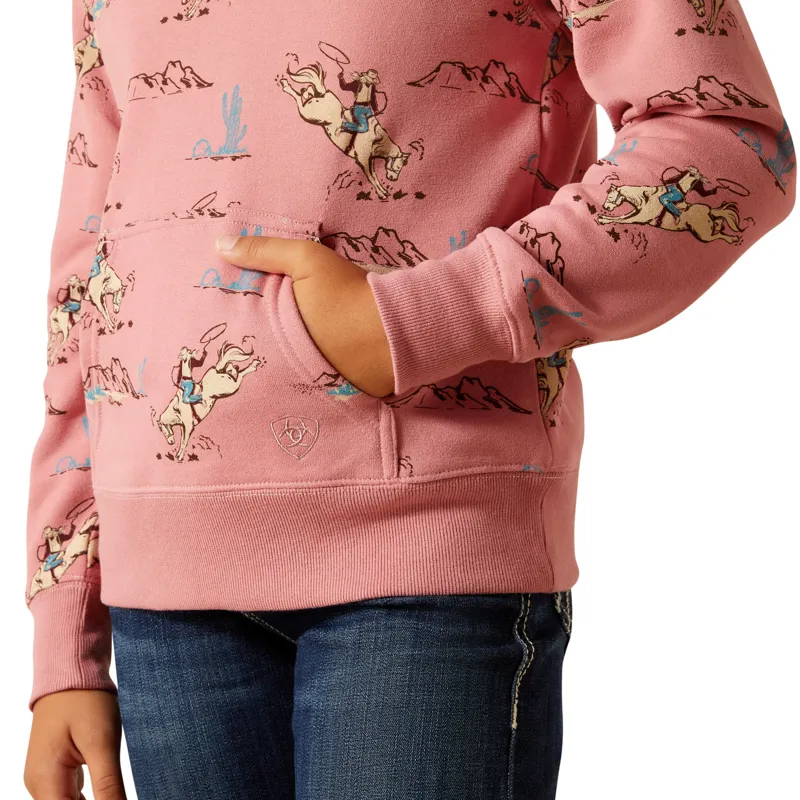 Ariat Girls Bronc Scene 1/4 Zip Sweatshirt - Bronc Toile-3