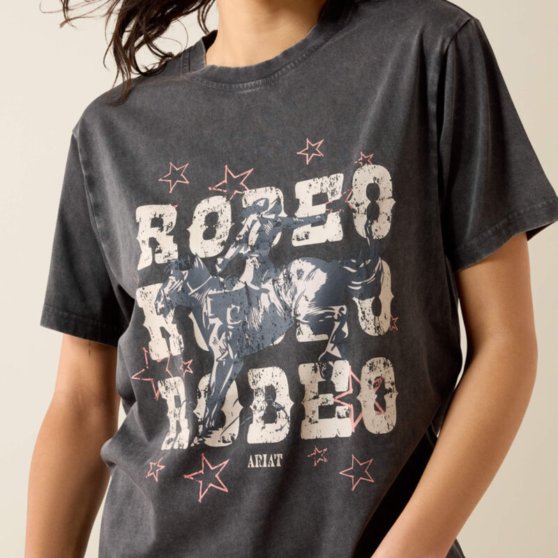 Ariat Ladies Star Spangled Rodeo T-Shirt - Charcoal Mineral Wash-1
