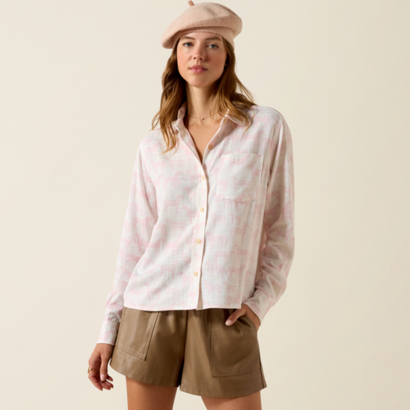 Ariat Ladies Rudford Shirt - Icy Pink Horse Print