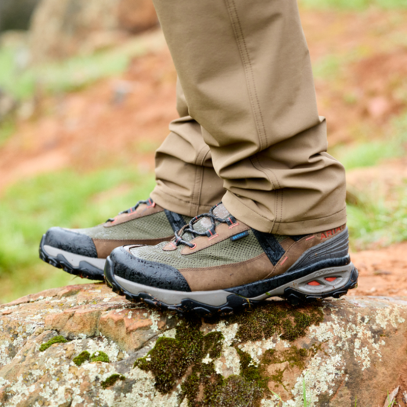 Ariat Mens Traverse Mid H2O Boot - Brown Bark/Evergreen-8