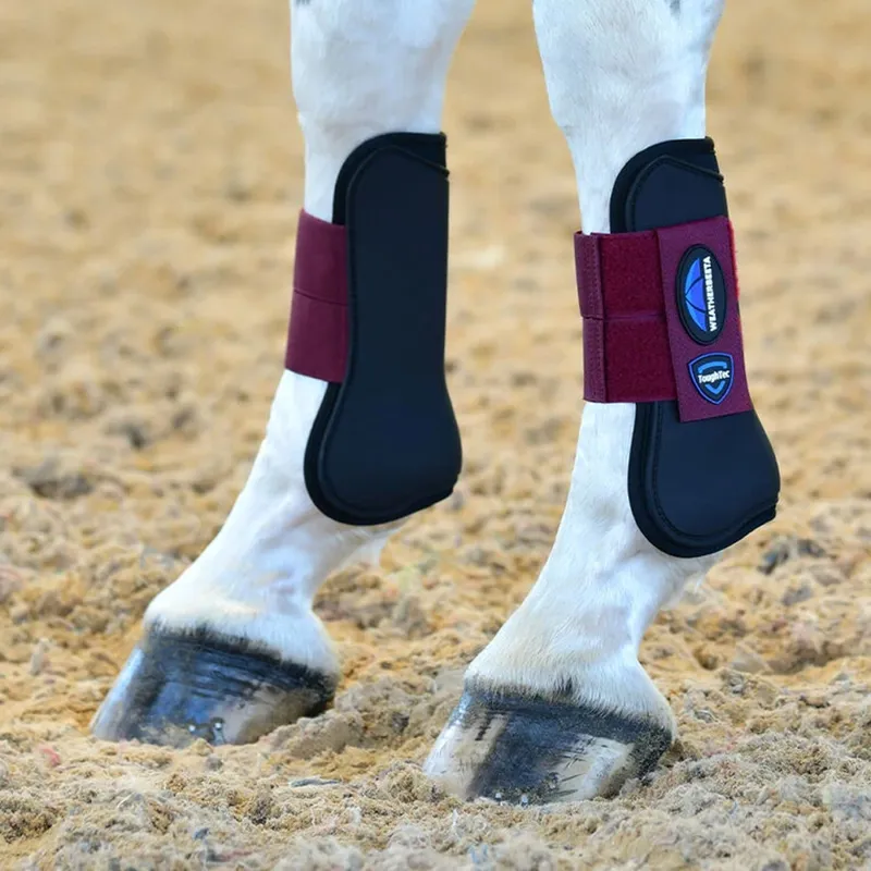 Weatherbeeta Tough-Tec Prime Open Front Boots - Black/Maroon-2