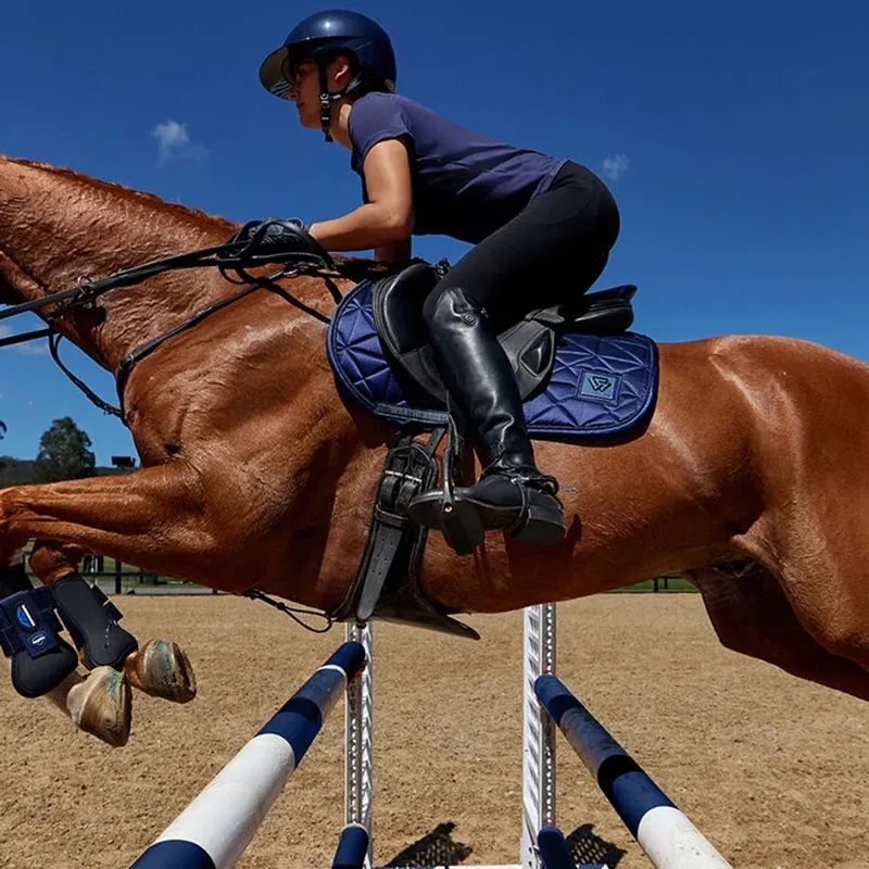 Weatherbeeta Satin Luxe Air-Tec Euro Jump Shaped Saddle Pad - Navy-4