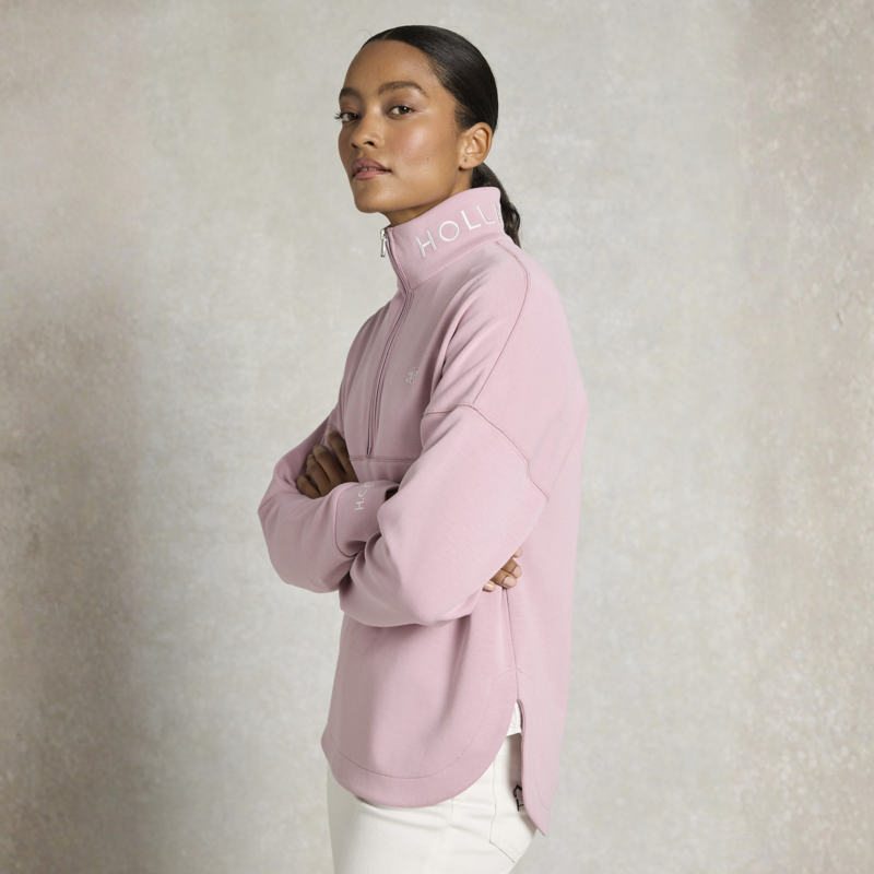 Holland Cooper Ladies Windsor Quarter Zip Sweat - Dawn Pink-5