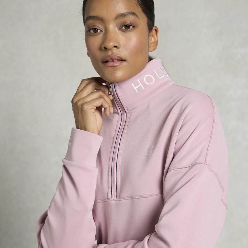 Holland Cooper Ladies Windsor Quarter Zip Sweat - Dawn Pink-8