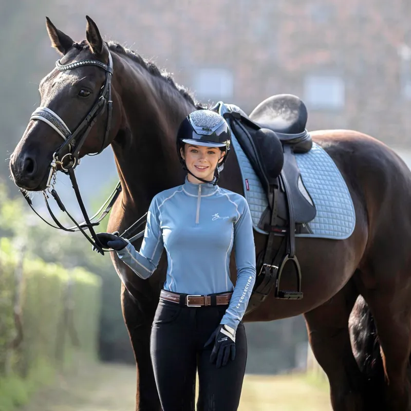 LeMieux Suede Dressage Square - Ice Blue-1