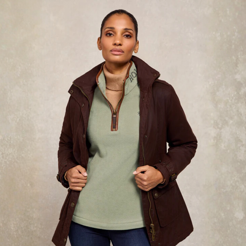 Holland Cooper Country Fleece Quarter Zip - Sage-8