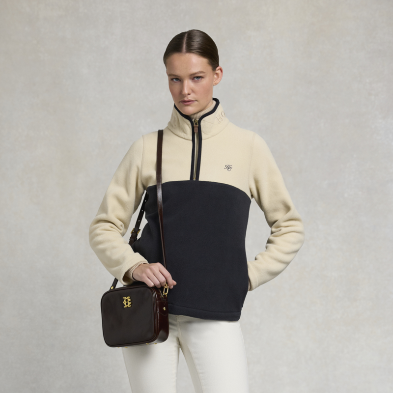 Holland Cooper Ladies Country Quarter Zip Jacket - Ecru Navy-7