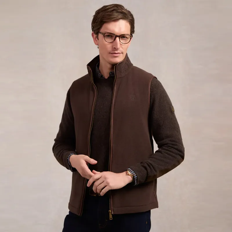 Holland Cooper Mens Country Fleece Gilet - Chocolate-2