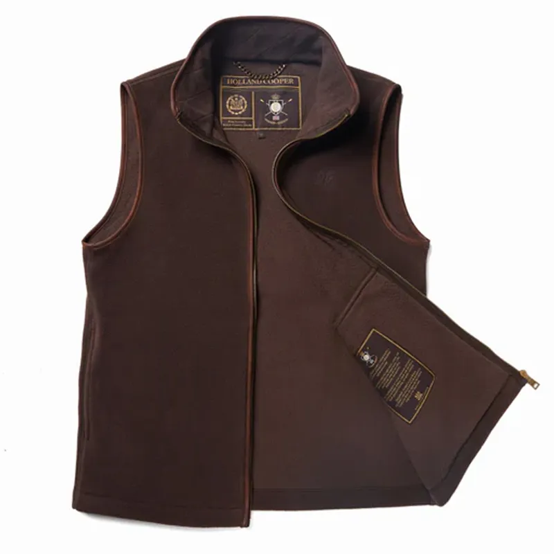 Holland Cooper Mens Country Fleece Gilet - Chocolate-1