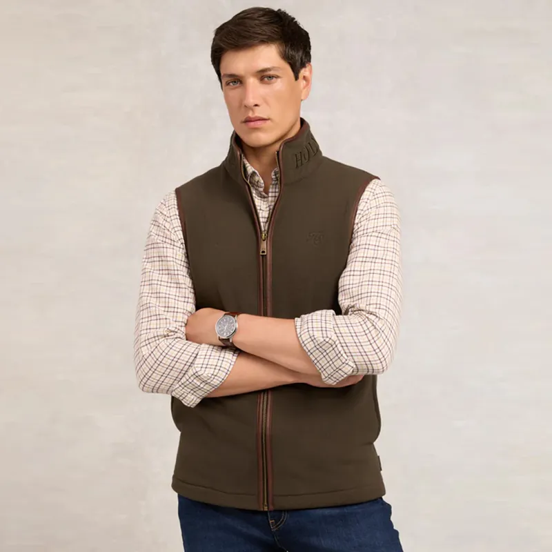 Holland Cooper Mens Country Fleece Gilet - Khaki-3