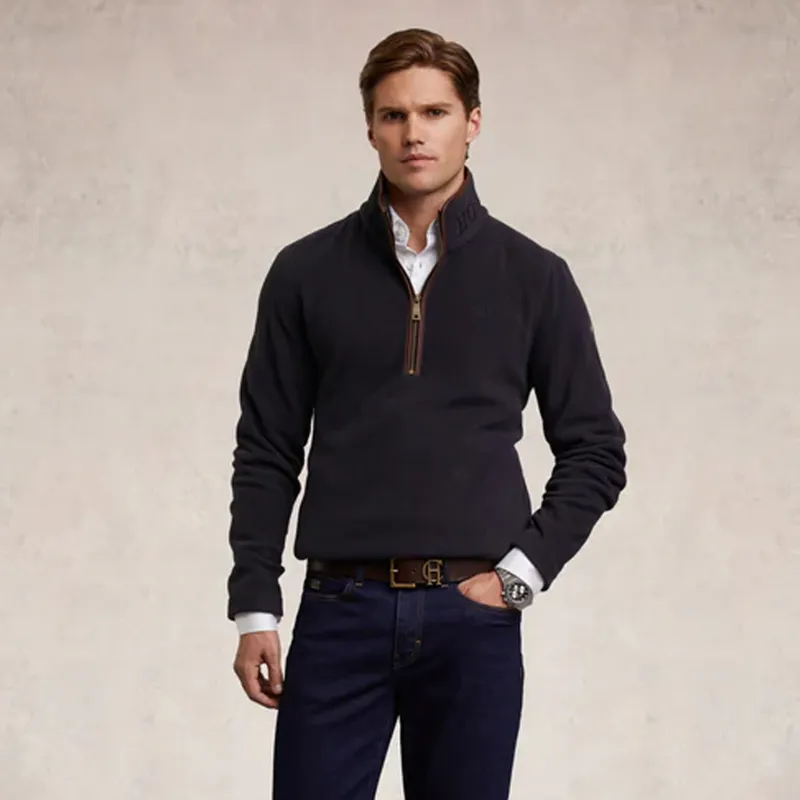Holland Cooper Mens Country Fleece Quarter Zip - Ink Navy-3