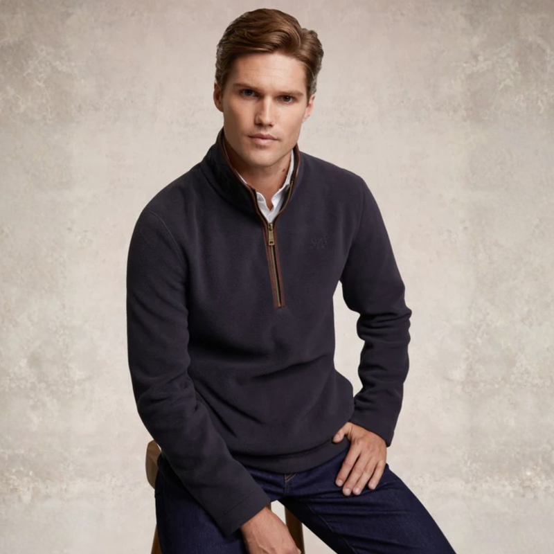 Holland Cooper Mens Country Fleece Quarter Zip - Ink Navy-4