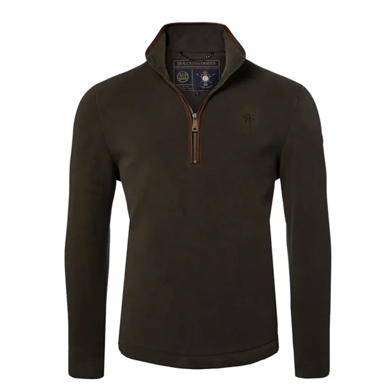 Holland Cooper Mens Country Fleece Quarter Zip - Khaki