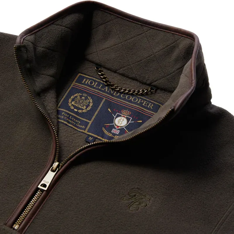 Holland Cooper Mens Country Fleece Quarter Zip - Khaki-1