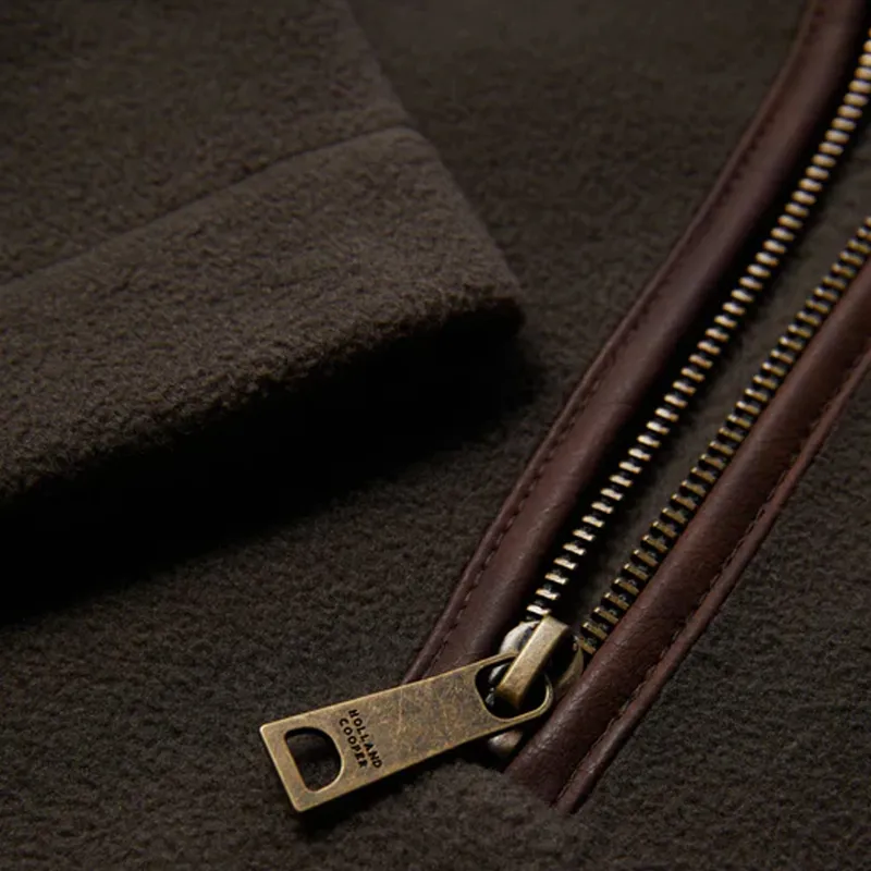 Holland Cooper Mens Country Fleece Quarter Zip - Khaki-2