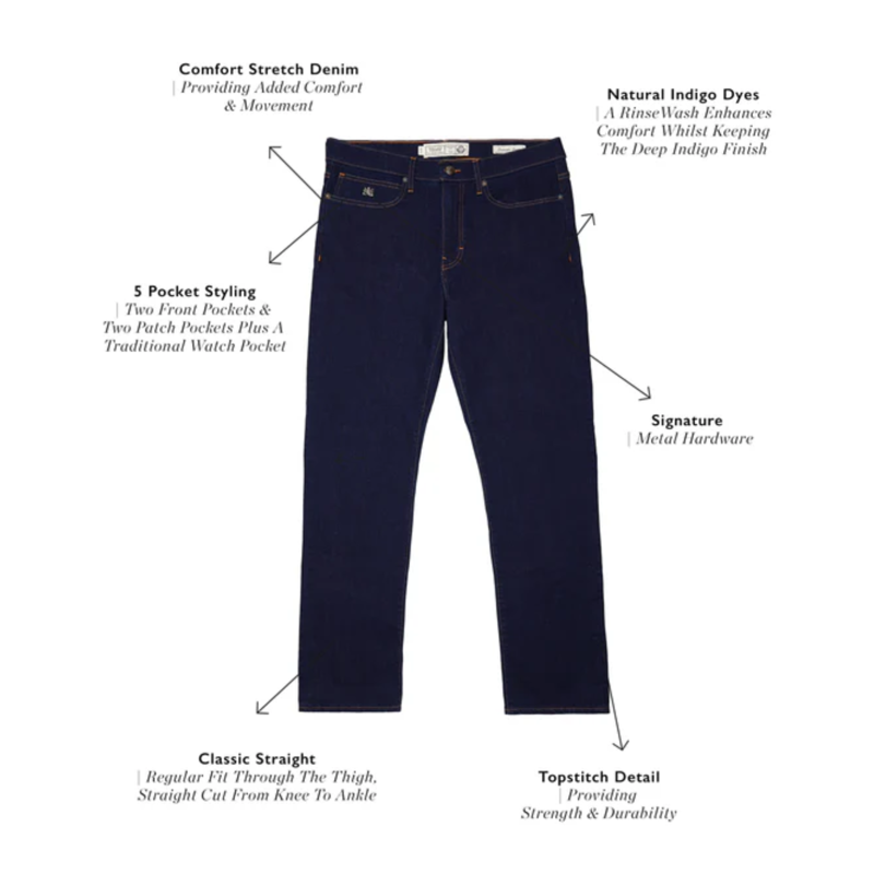 Holland Cooper Mens Classic Straight Jean - Dark Indigo-1