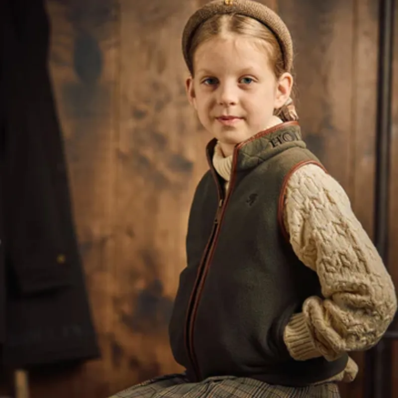 Holland Cooper Kids Little Country Fleece Gilet - Khaki-4