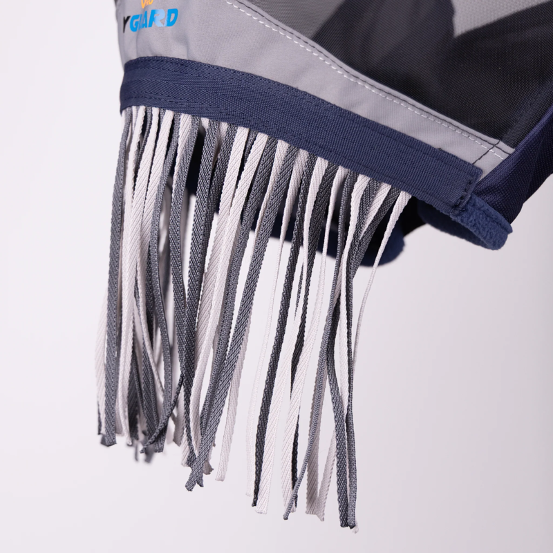 FlyGuard Pro Fine Mesh Fly Mask with Ears and Nose Fringe - Navy-1