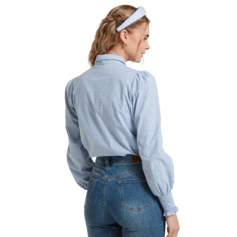 Schoffel Ladies Flora Gingham Shirt - Denim Blue-3