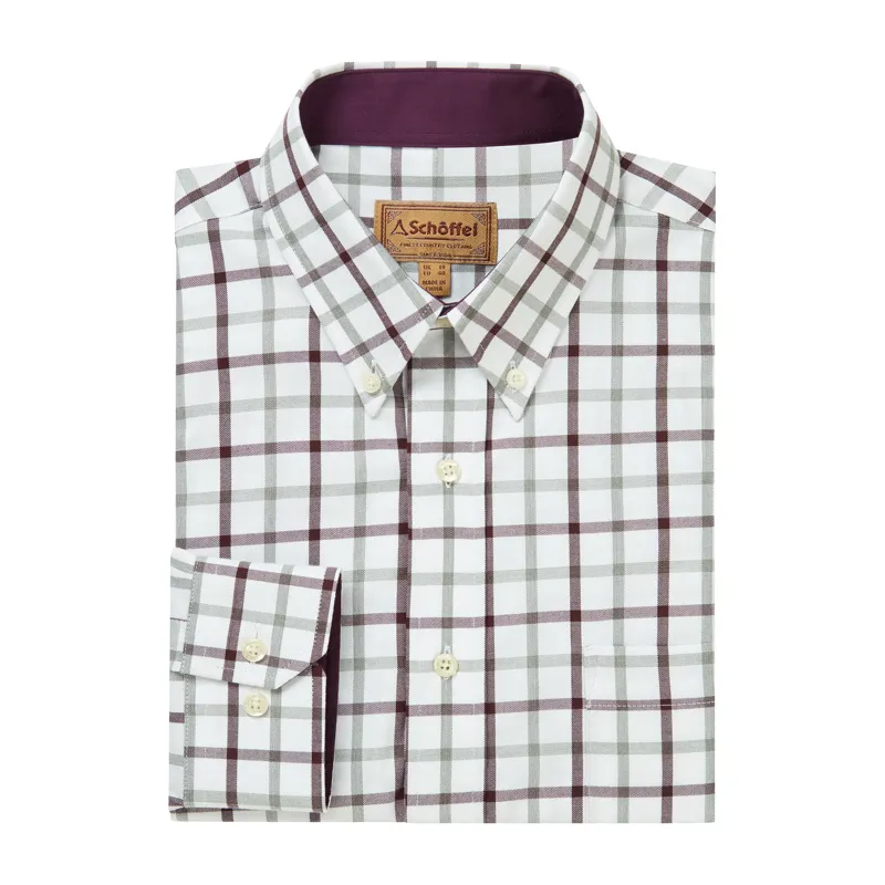 Schoffel Mens Brancaster Classic Shirt - Wine Check