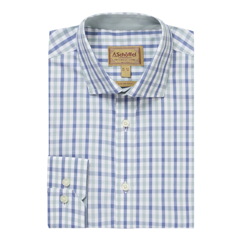 Schoffel Mens Hebden Shirt - Mist Blue/Vintage Indigo Check-1