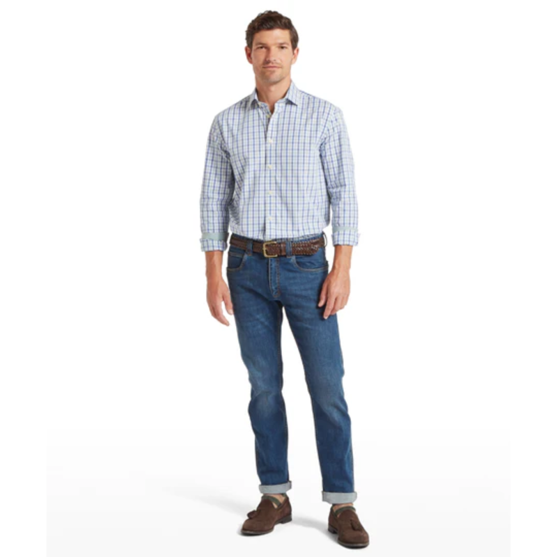 Schoffel Mens Hebden Shirt - Mist Blue/Vintage Indigo Check-5