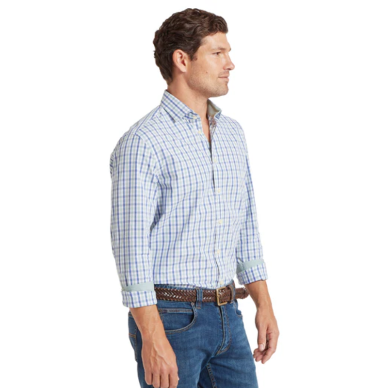 Schoffel Mens Hebden Shirt - Mist Blue/Vintage Indigo Check-2
