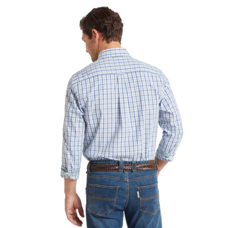 Schoffel Mens Hebden Shirt - Mist Blue/Vintage Indigo Check-3