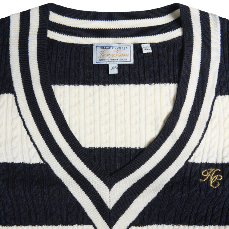 Holland Cooper Ladies Badminton Knit - Ink Navy Stripe-1
