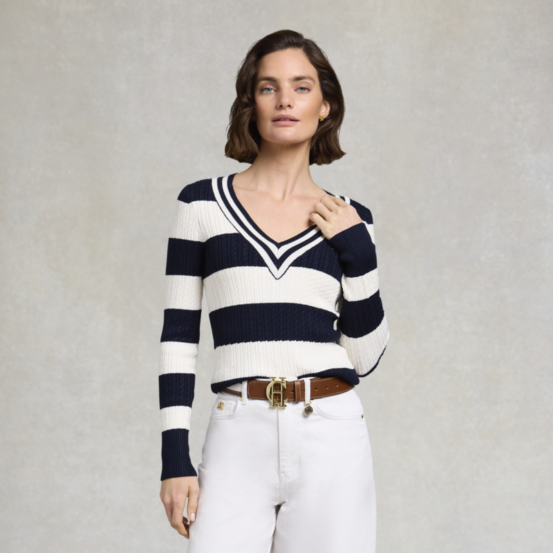 Holland Cooper Ladies Badminton Knit - Ink Navy Stripe-6