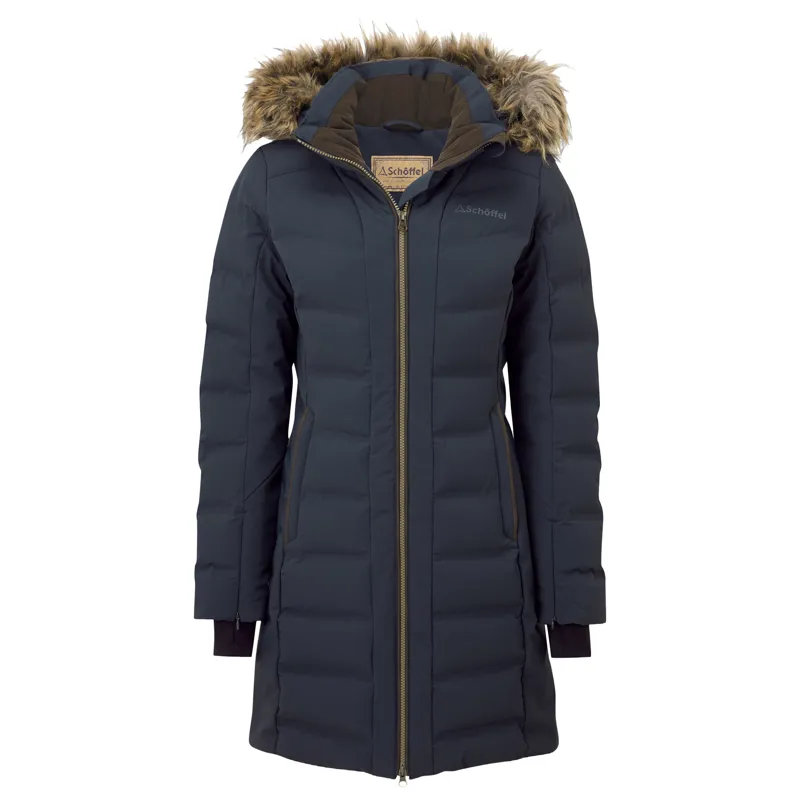 Schoffel Ladies Hurlingham Waterproof Down Coat - Carbon Navy