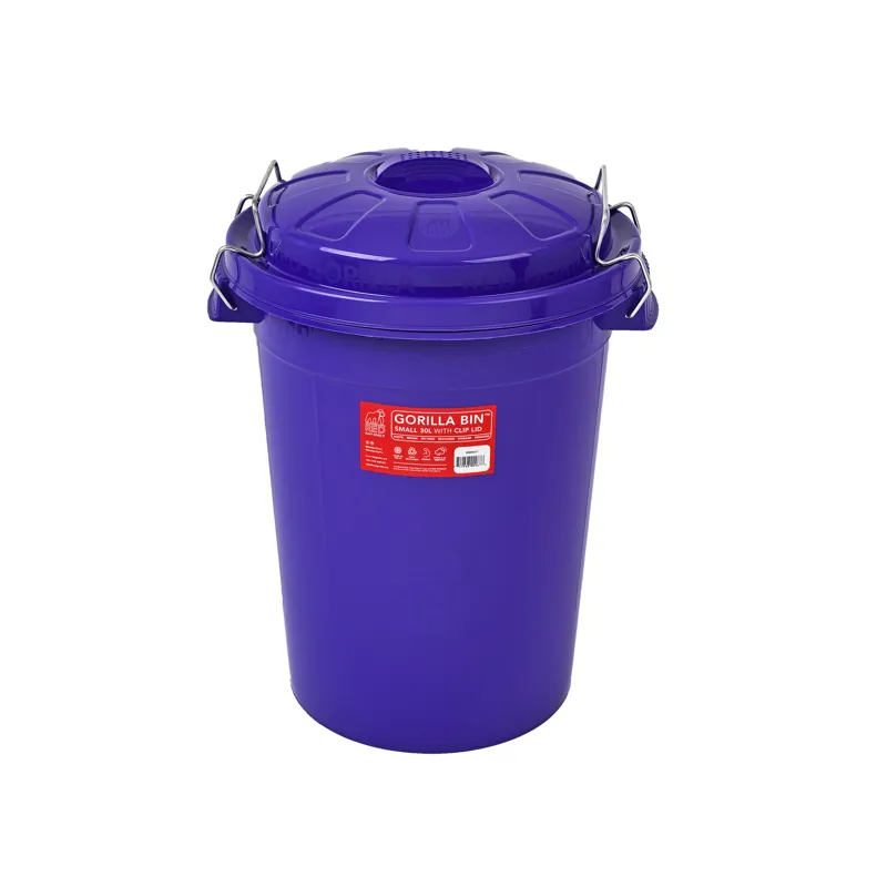 Red Gorilla Bin With Clip Lid - 30L - Purple