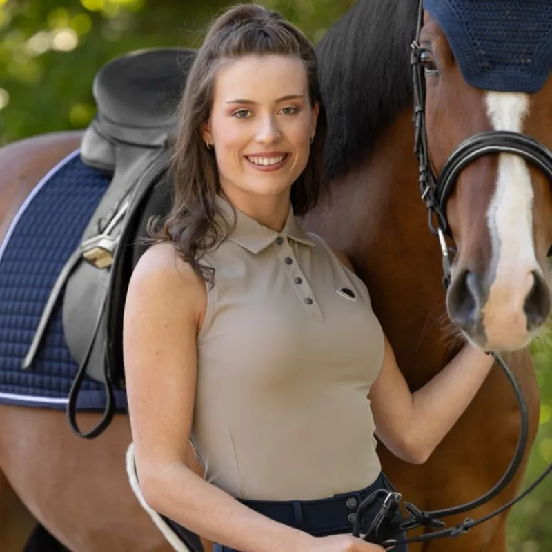 Covalliero Ladies Sleeveless Polo - Biege-2