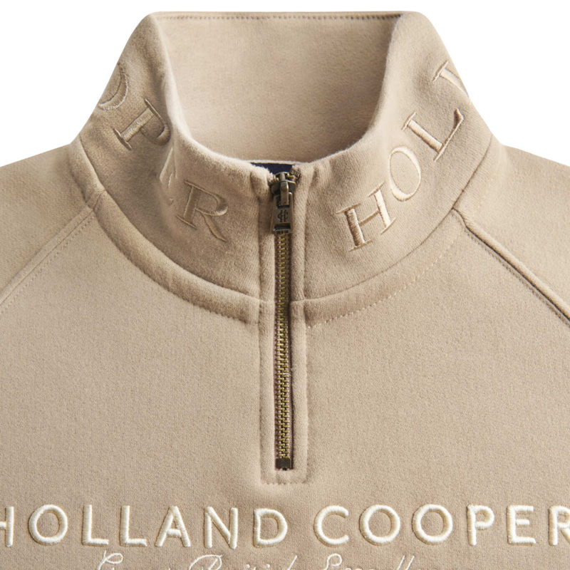 Holland Cooper Ladies Sporting Goods Zip Henley - Taupe-1