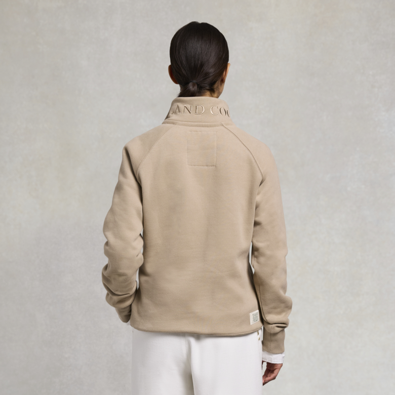 Holland Cooper Ladies Sporting Goods Zip Henley - Taupe-5