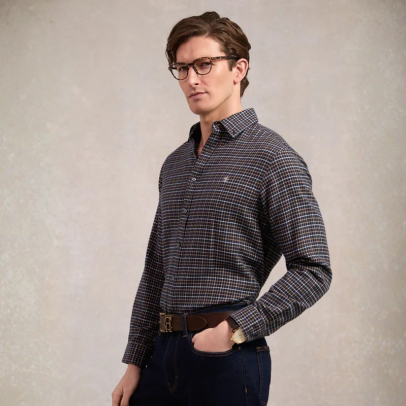 Holland Cooper Mens Classic Button Down Shirt - Cheltenham Navy Check-6
