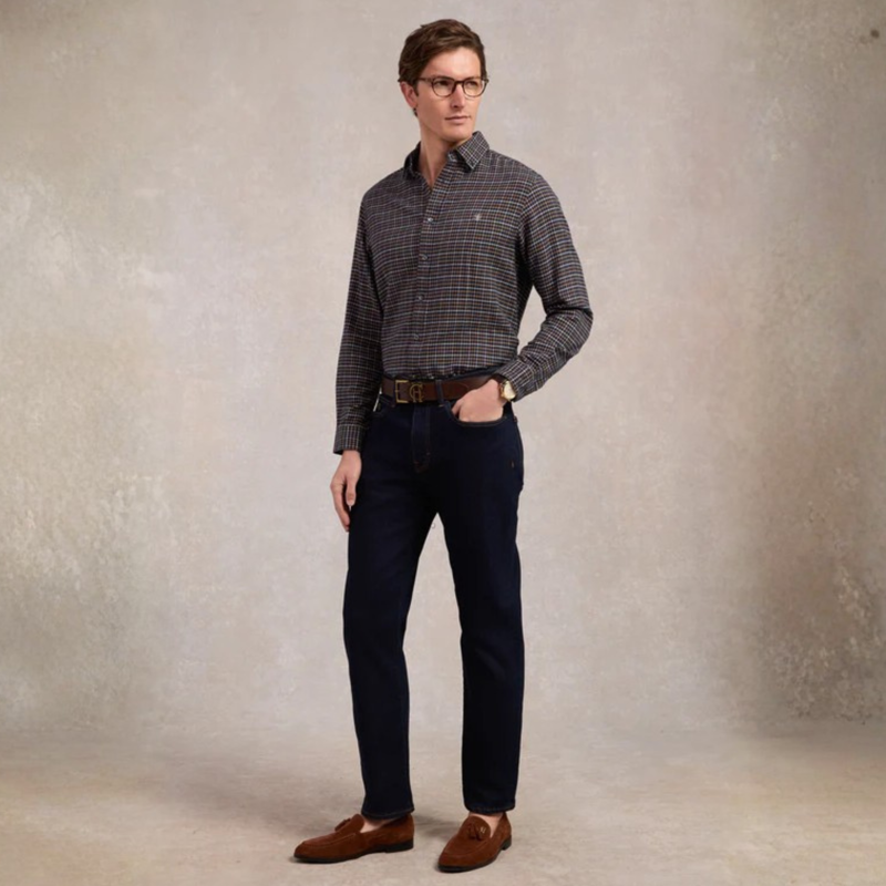 Holland Cooper Mens Classic Button Down Shirt - Cheltenham Navy Check-7