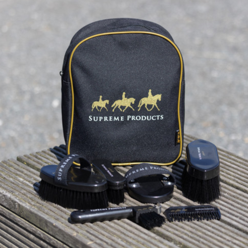 Supreme Products Pampered Pony Complete Grooming Rucksack - Black/Gold-1