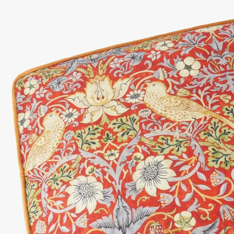 William Morris Strawberry Thief Print Pet Mattress - Burgundy-3
